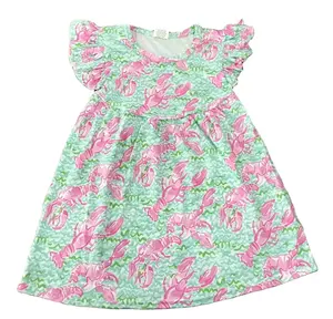 RTS廉价批发时尚热卖女孩可爱服装批发精品粉色珍珠连衣裙