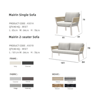 Meubles d'extérieur, cadre en aluminium, canapé de patio, meubles de villa modernes, ensemble de salon de jardin en corde