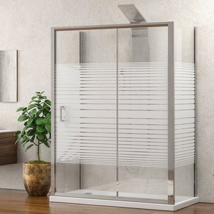 Kamalu K410NS Cabine de douche coulissante à trois côtés 90x140x90 Verre sans cadre Sérigraphie pliante Style ouvert pour salle de bain Hôtel - Product Image 1