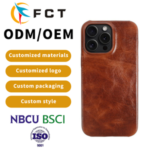 Ốp điện thoại da thật cao cấp FCT Luxury Vintage Design, phủ sáp dầu, chống sốc, tùy chỉnh, dành cho iPhone 17, 16, 15 Pro Max - Product Image 2