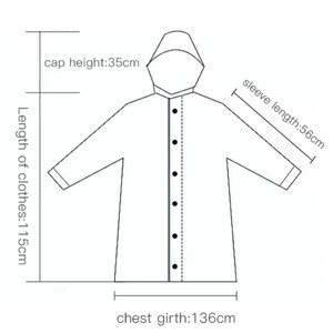 เสื้อกันฝนสีดำแบบพกพา เสื้อกันฝน EVA สำหรับผู้ใหญ่ เสื้อกันฝนแบบใช้ซ้ำได้พร้อมฮู้ดและแขนเสื้อ เสื้อกันฝนน้ำหนักเบา - Product Image 4