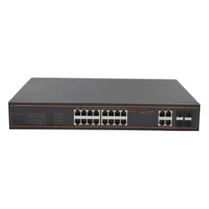 Unanaged Switch 16 Ports Industrial Ethernet Switch 4 Uplink Ports 100-240VAC Power Inputs Switch