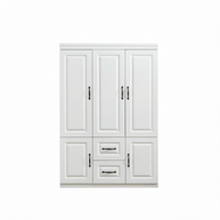 Armoire moderne à portes coulissantes en bois massif, style Shaker pour chambre à coucher, structure robuste avec 4 tiroirs et 4 étagères de rangement