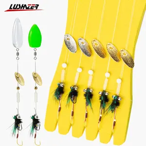 LUSHAZER 5 pcs/set Plate-forme de pêche à la mouche Leurre à plumes avec lames de <span class=keywords><strong>spinner</strong></span> Truite Leurre à mouche pour eau douce salée - Product Image 1