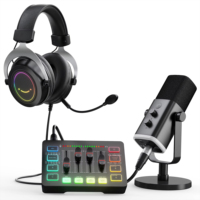 Set de Podcast para PC, Auriculares de Monitoreo, Micrófonos para Estudio de Grabación y Transmisión en Vivo, Tarjetas de Sonido y Mezcladoras USB para Youtubers
