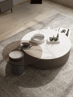 ATUNUS Design Table Basse de Salon Nordique Élégante en Bois, Table de Repas et Table à Thé de Luxe, Ronde sur Pied