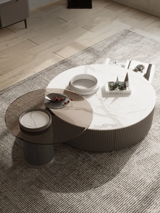 Tavolino da Caffè Rotondo <span class=keywords><strong>di</strong></span> Lusso con Supporto da Terra ATUNUS Design per Soggiorno <span class=keywords><strong>in</strong></span> <span class=keywords><strong>Legno</strong></span> Elegante Stile Nordico - Product Image 6