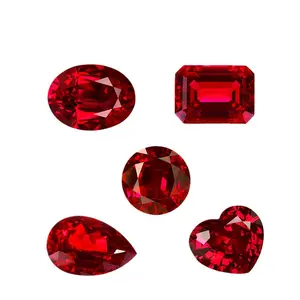 Joyería de gama alta Gemas certificadas de rubí sueltas 0.5CT-3CT Formas múltiples Piedra de moissanita de rubí cultivada en laboratorio rojo