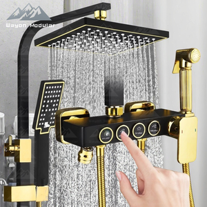 ชุดระบบฝักบัวเรนชาวเวอร์สีดำด้านและสีทองสุดหรูจาก Wayon พร้อมหัวฉีดแบบมือถือและก๊อกน้ำสำหรับอ่างอาบน้ำ - Product Image 6