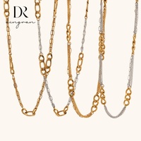Collar de Eslabones Gruesos en Dos Tonos de Acero Inoxidable Chapado en Oro de 18K Dingran, Joyería de Moda para Mujer, Venta al Por Mayor