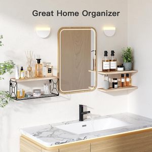 Étagères flottantes Art Déco pour salle de bain, panier de rangement pour toilettes, étagère murale gain de place pour salle de bain/cuisine/salon - Product Image 4