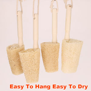 Brosse à bouteille en éponge naturelle de loofah avec manche en bois, pour la vaisselle de cuisine et les articles de toilette - Product Image 1