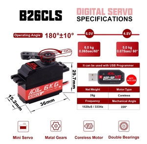 Ventes Flash Moteur Numérique Mini Haute Performance AGFRC B26CLS 6KG Couple Haute Vitesse 0.065sec MG Coreless pour Voiture - Product Image 5