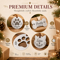 Décoration suspendue personnalisée avec empreinte de patte de chien ou de chat, cadeau gravé pour les amoureux des animaux, logo personnalisé, ornements de Noël pour animaux de compagnie en acier inoxydable