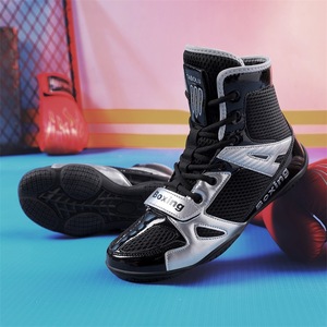 Boxing Boxing Shoes High Top Lace Up Slip Resistant For Men Women Training Combat Sports Gym Workout 39-45 White Black - Product Image 2