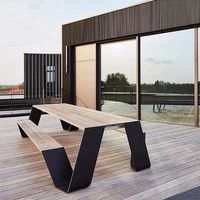 Table à manger carrée en aluminium moderne et durable ensemble de chaises banc de pique-nique commercial d'extérieur meubles de patio pour parc hôtel ou villa