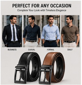 Ceinture Classique Réversible Personnalisable pour Homme, Ensemble de Ceintures Formelles avec Boucle Noire Mate - Product Image 3