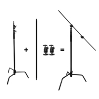 Support C robuste en acier inoxydable de couleur noire support de lumière de photographie Kit d'éclairage photographique professionnel C-Stand