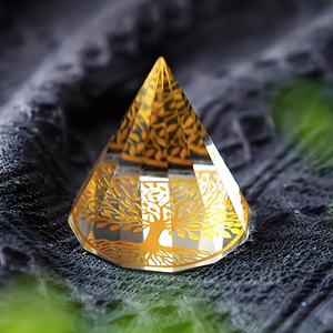 Đồ trang trí bằng đá pha lê hình chóp bán buôn, khắc hình cây sự sống, dùng làm vật trang trí thiền định - Product Image 1
