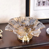 Plateau à fruits en verre cristal de style européen de luxe, motif uni, pour salon, table basse, rangement de fruits secs et bonbons, grand modèle