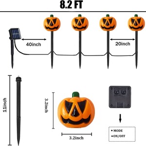 Lampes solaires à piquet en forme de citrouille LED pour décoration de jardin d'Halloween, résistantes à l'eau, portables - Product Image 5