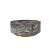 Table basse Voxhome en marbre gris avec tiroir, design rond pour salon, café, bureau, centre de lecture, table basse