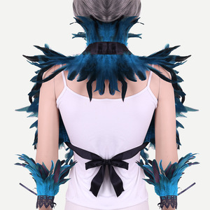 Set di scialle di piume di Halloween scialle di piume Punk piumino festa per festa <span class=keywords><strong>vestito</strong></span> Cosplay costumi Poncho per le donne e gli uomini - Product Image 4