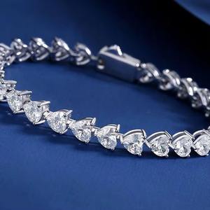 925 Sterling Silver Fine Jewelry <b>Bracelet</b> Cubic Zircon Claw Setting Heart Shape Tennis <b>Bracelet</b> Trendy Style <b>for</b> <b>Couples</b> - Product Image 6