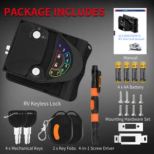 Metal Rv Camper Door Locks Keyless With 2 Fobs And Blacklite Keypad With 2 Keys Door Lock RV With Deadbolt For Travel Trailer