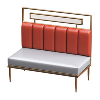 En gros, ensemble table et chaises de restaurant occidental en fer forgé de luxe léger, avec banquette murale simple à thème et ensemble table et chaises