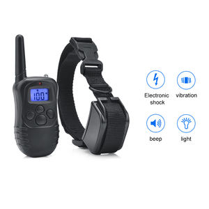 PET998DR <span class=keywords><strong>Collar</strong></span> de adiestramiento de perro remoto impermeable recargable rango de <span class=keywords><strong>300M</strong></span> con pantalla LCD 100 niveles hecho de plástico duradero - Product Image 5