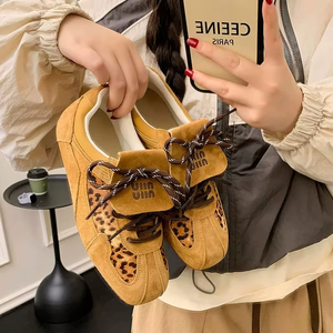 New Top Quality Luxury Designer <b>Shoes</b> Lightweight Retro Lace-up Sneakers Suede Casual <b>Shoes</b> Leopard Print/Perforated Design Soft - Product Image 1