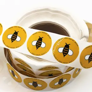 Stiker kustom stiker Label bulat tahan air Label toples madu Makanan Cepat stiker Logo pribadi