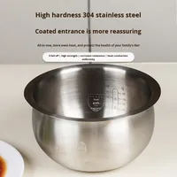 Cuisinière à riz intelligente 3L pour usage domestique avec fonction de cuisson de soupes, cuve intérieure en acier inoxydable 304 sans revêtement, électrique