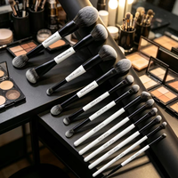 Nouveauté : Ensemble de 12 pinceaux de maquillage double embout, poils synthétiques vegan, kit d'outils pour poudre et fond de teint