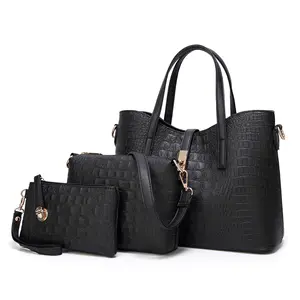 0802 Ba Màu Tùy Chỉnh Bán Buôn 2021 Thiết Kế Mới Nhất Lớn 3 PiecePU Leather Ladies Womens Túi Ví Và Túi Xách Bộ