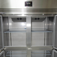 Congélateur vertical commercial Belnor en acier inoxydable, 6 portes, refroidissement par air, cuisine de restaurant, capacité de 1330 L, température numérique