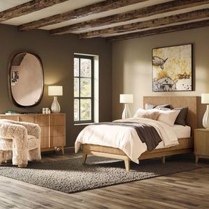 Lit double en bois massif de style américain classique moderne de luxe avec rangement, écologique et durable pour la maison ou la chambre d'hôtel - Product Image 1