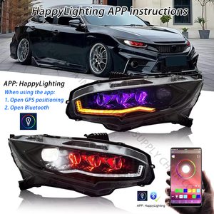 อุปกรณ์เสริมไฟหน้ารถยนต์ SINDAR Auto RGB สำหรับ Honda Civic ปี 2016-2022 รุ่นที่ 10 ซีดาน แฮทช์แบ็ค <span class=keywords><strong>TypeR</strong></span> <span class=keywords><strong>2020</strong></span> อะไหล่ไฟหน้า LED ปี 16-22 - Product Image 3