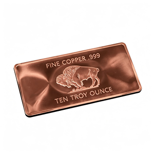 Barre de cuivre fin, 10 onces de Troye, rectangulaire, motif buffle, gravée et frappée, objet de collection artistique - Product Image 3