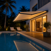 Auvent rétractable à moteur électrique, cadre en aluminium, pour terrasse, patio, abri solaire, manuel/électrique