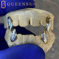 Grillz personnalisés Hip Hop en argent 925 avec incrustations de diamants et crocs de vampire, style 5G