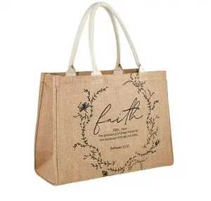 Venta al por mayor respetuoso con el medio ambiente de gran capacidad de alta calidad orgánico plegable yute playa bolsa de compras con logotipo de impresión personalizado - Product Image 4