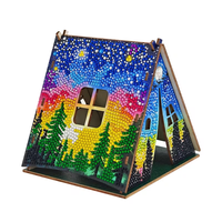 Kit de puzzle 3D en bois personnalisé pour peinture diamant, thème cabane de Noël en forme de maisonnette de pain d'épices, pour artisanat et décoration, vente en gros