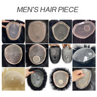 Vente en gros 100% cheveux humains Topper Afro bouclés/droits peau mince Pu Buzz Cut hommes perruque toupet système de remplacement de cheveux pour hommes noirs