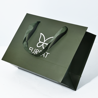 Sacs fourre-tout écologiques vert olive avec motif papillon en relief, en papier épais pour emballage de boutiques