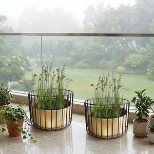AK Laiton Balcon Décoration de La Maison Jardinière En Métal Avec Panier En Or Pot De Fleur En Métal Doré Pour Table - Product Image 1