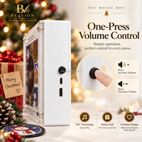 Boîte à musique rotative magnétique NFC BRAVION personnalisée avec bonhomme de neige de Noël, 9 disques vinyles interchangeables, cadeau promotionnel