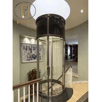 Ascenseur panoramique hydraulique rond de luxe en acier inoxydable avec éclairage de plafond personnalisable pour villa haut de gamme