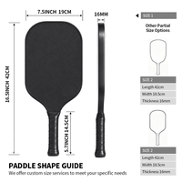 Raquette de pickleball 16 mm en fibre de carbone, vente en gros d'usine, pour mousse TFP nid d'abeille, portable, approuvée USAPA UPA-A